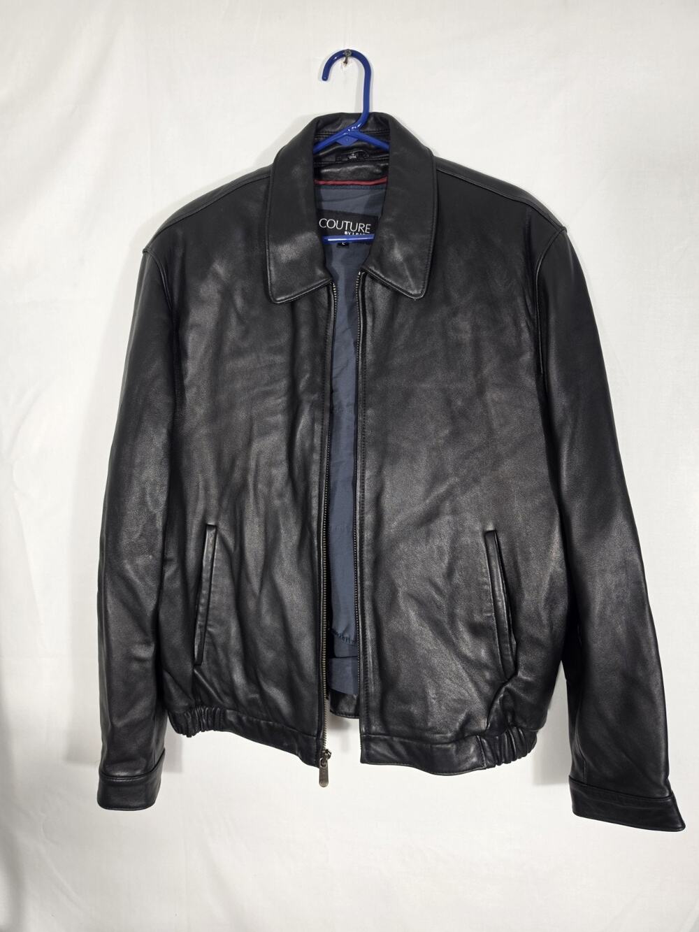 Vintage Couture By J.Park Bomber Black Jacket Men's Large Soft Lamb Leather And